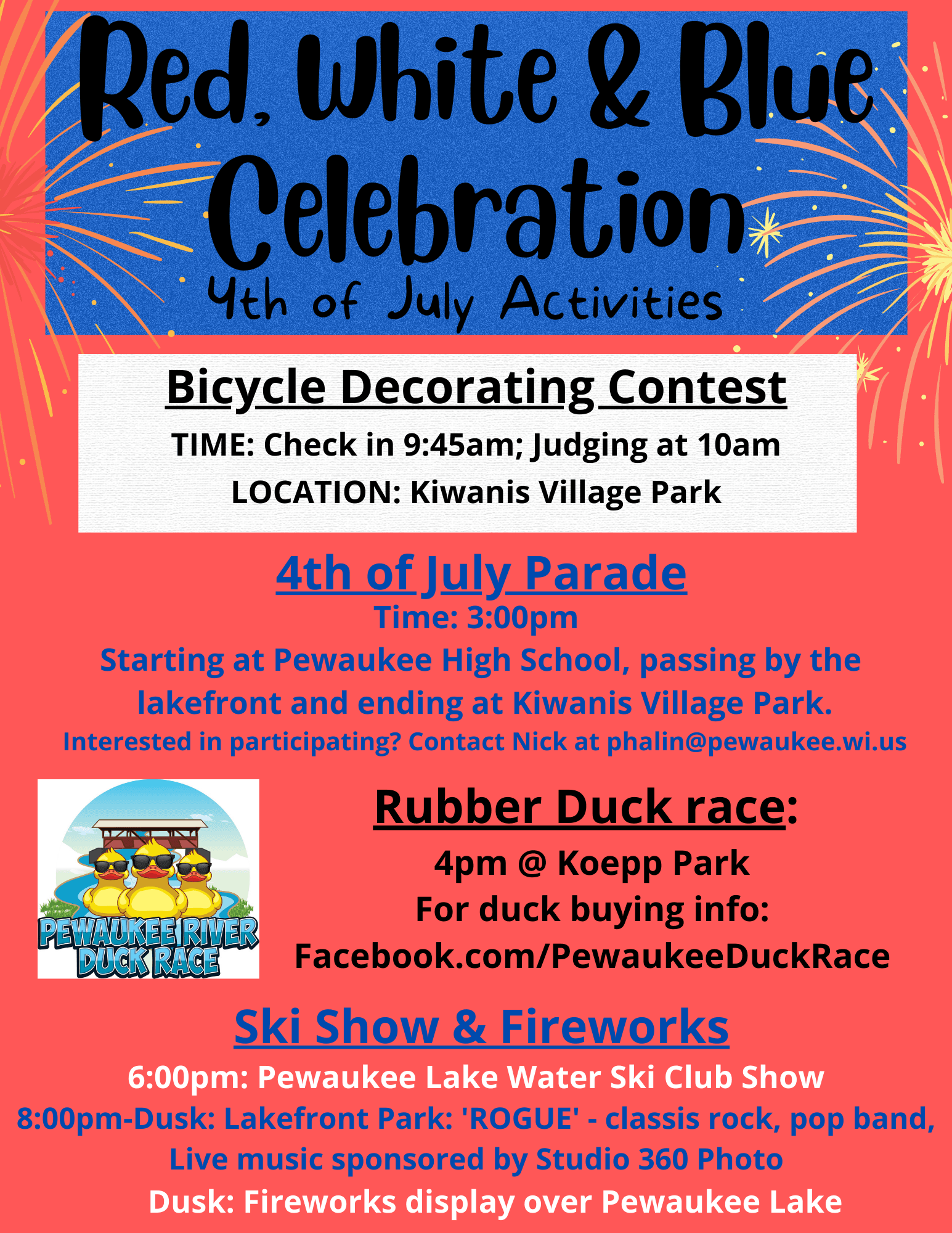 Pewaukee Parks and Recreation 4th of July Activities